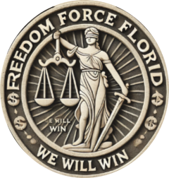 Freedom Force Florida's logo, Florida's premier criminal justice reform organization, fighting for the legislative, judicial, and administrative reform of Florida's criminal justice system